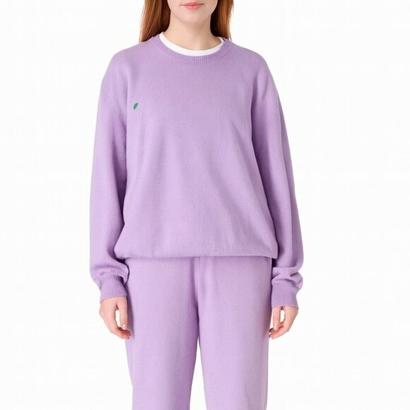 Pangaia Sweaters - Pangaia Recycled Cashmere Crewneck Sweater Lilac Purple Logo L